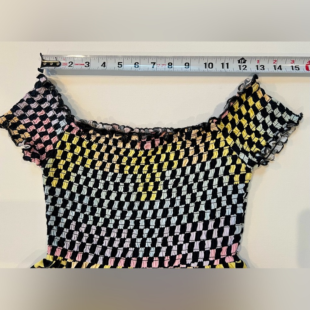 Hot Topic Y2K Rainbow Checkered Race Car Nascar Mini Dress Pockets 100% cotton - Picture 8 of 10